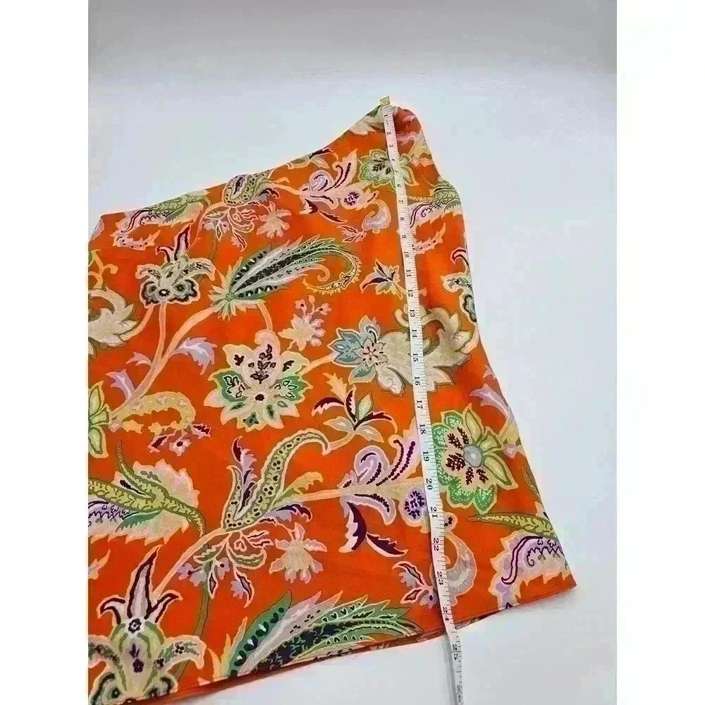 Etcetera Women's Size 6 Orange Silk One Shoulder Sleeveless Summer Blouse